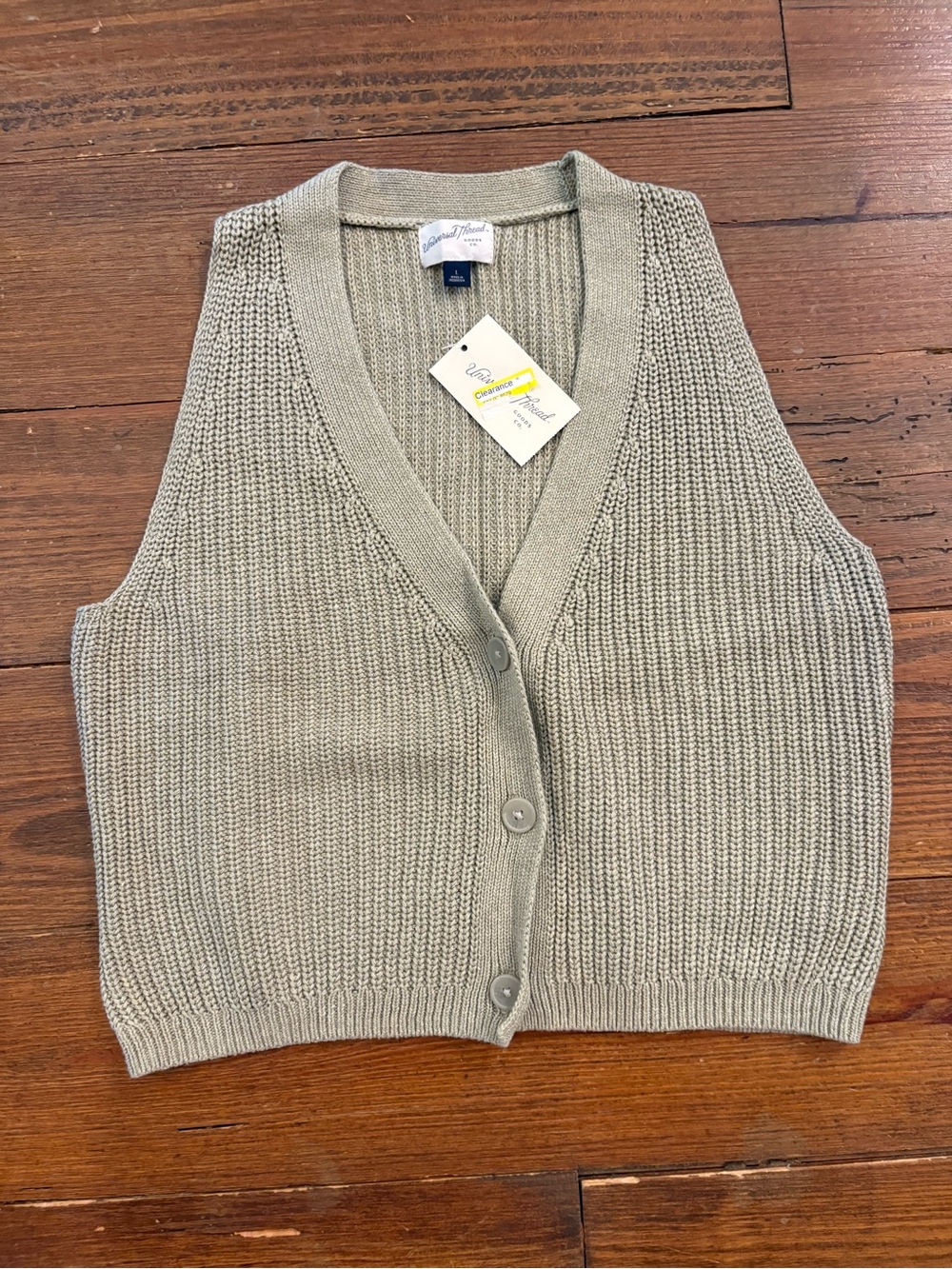 Universal Thread Olive Sage V-Neck Button Knit Vest